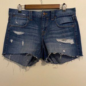 J Crew Blue Distressed Denim Cut Off Jean Shorts